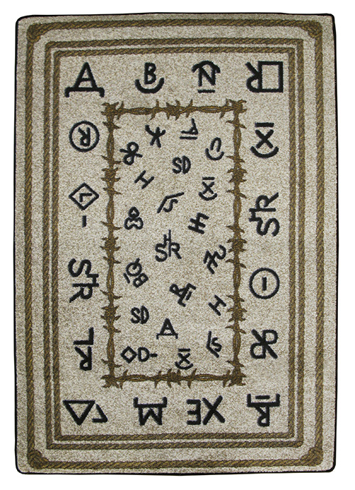 Western Rugs with Horseshoe and Barbed Wire Design